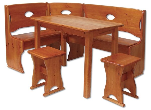 NR104 set jídelní rohová lavice+stůl+taburety masiv borovice Drewmax SKLADEM 1ks v moření ŠEDÁ (Kvalitní nábytek z borovicového masivu)