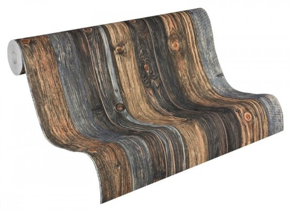 A.S. Création | Vliesová tapeta na zeď Wood'n Stone 9086-12 | 0,53 x 10,05 m | hnědá, šedá