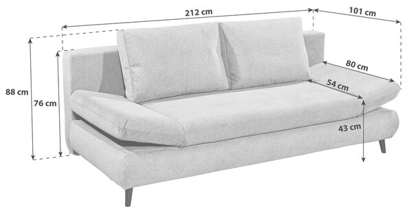 ROZKLÁDACÍ POHOVKA, textil, kompozitní dřevo, světle šedá MID.YOU - Rozkládací pohovky, Online Only