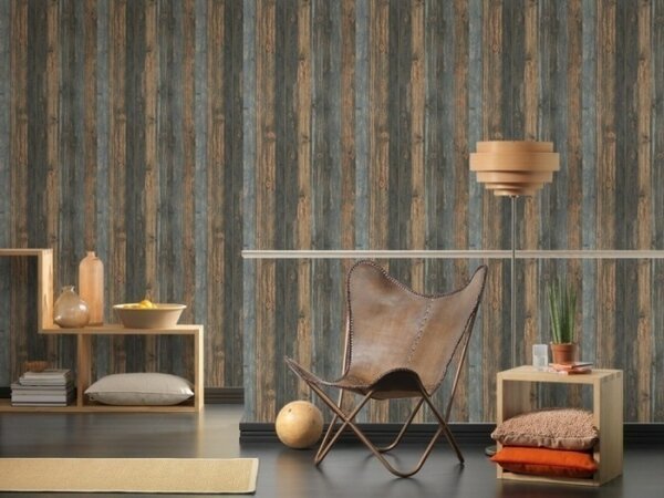A.S. Création | Vliesová tapeta na zeď Wood'n Stone 9086-12 | 0,53 x 10,05 m | hnědá, šedá