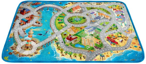 Vopi | Dětský koberec Ultra Soft Město s pláží 70x95 cm
