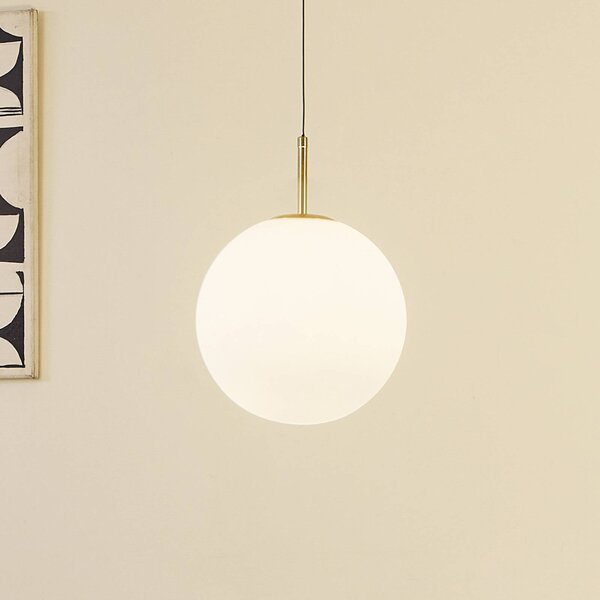 Lucande LED závěsné světlo Joran, 1 světlo, bílé, sklo, Bílá / opál, Obývací pokoj / jídelna, Sklo, Moderní