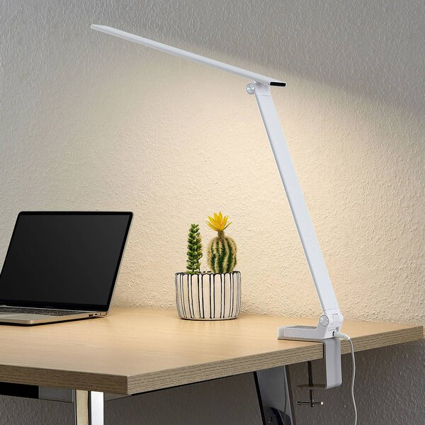 PRIOS Prios LED stolní lampa Tamarin, výška 40 cm, bílá, stmívatelná, stmívatelný, Bílá / opál, Pracovna / kancelář, Plast, Moderní, Lampička na čtení