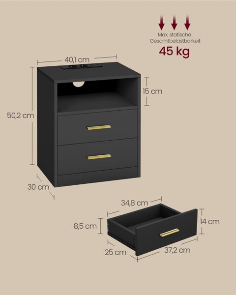 Set dvou nočních stolků CUSTOS LET829BC01 (2 ks)