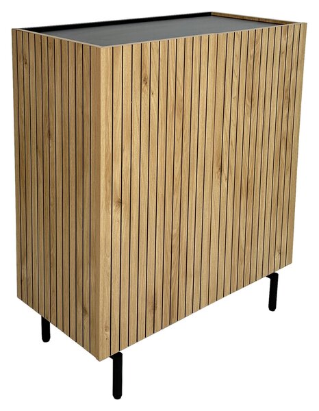 VYSOKÁ KOMODA, černá, barvy dubu, 80/95/40 cm Xora - Online Only komody, Online Only
