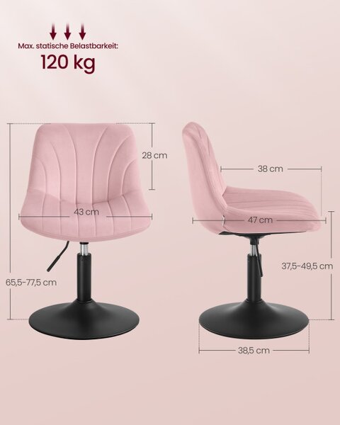 Otočná židle LJB160SA01 růžová