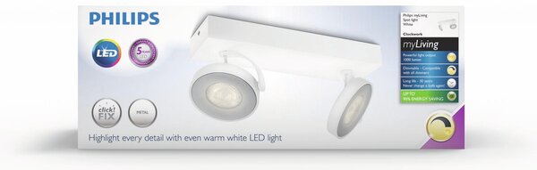 53172/31/16 Clockwork bodové LED svítidlo 2x4,5W 1000lm 2700K stmívatelné IP20, bílé