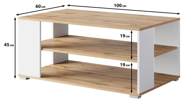 KONFERENČNÍ STOLEK, bílá, dub wotan, kompozitní dřevo, 100/60/45 cm P & B - Konferenční stolky, Online Only