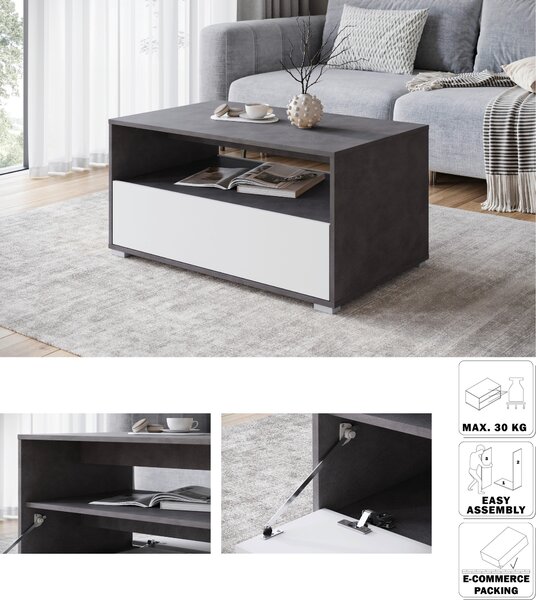 KONFERENČNÍ STOLEK, antracitová, bílá, kompozitní dřevo, 90/45/55 cm P & B - Konferenční stolky, Online Only