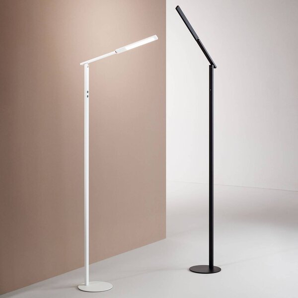 Fabas Luce LED stojací lampa Ideal, jeden zdroj, bílá, stmívatelný, Bílá / opál, Obývací pokoj / jídelna, Hliník, Moderní