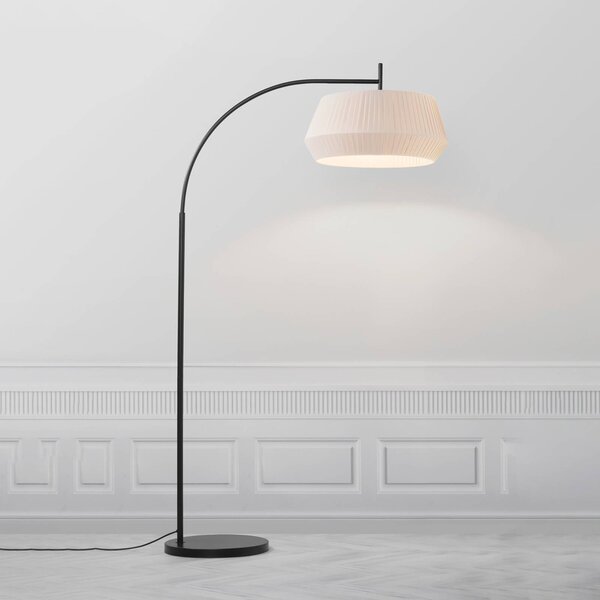 Nordlux Stojací lampa Dicte, ručně vázané stínidlo na lampu, béžová, Krémová / jantar, Obývací pokoj / jídelna, Textil / tkanina / hedvábí, Skandinávský