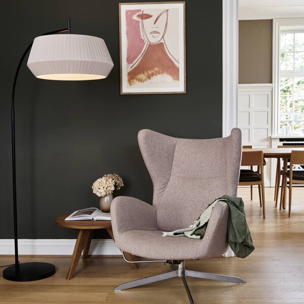 Nordlux Stojací lampa Dicte, ručně vázané stínidlo, bílá, Bílá / opál, Obývací pokoj / jídelna, Textil / tkanina / hedvábí, Skandinávský