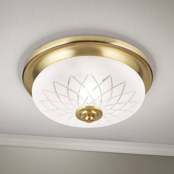 ORION Stropní svítidlo Porto, Ø 26 cm, bronzová barva, sklo, E27, stmívatelný, Bronz / starožitná mosaz, Obývací pokoj / jídelna, Sklo, Starožitný