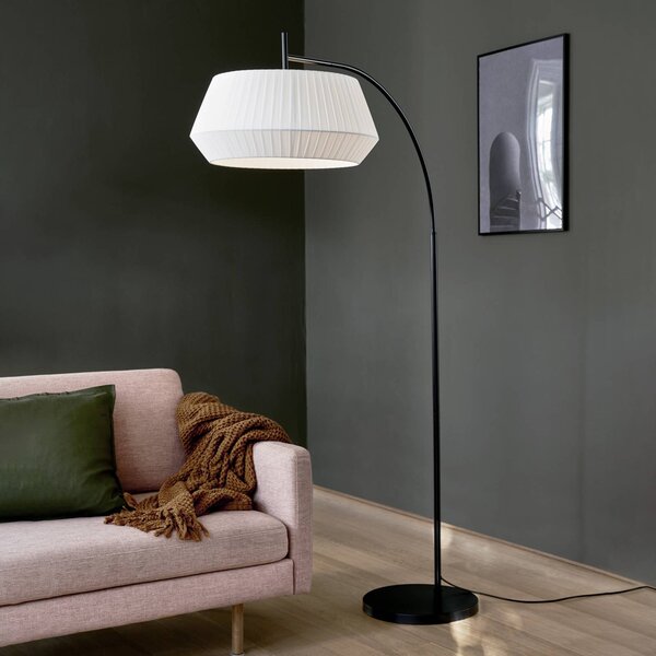 Nordlux Stojací lampa Dicte, ručně vázané stínidlo, bílá, Bílá / opál, Obývací pokoj / jídelna, Textil / tkanina / hedvábí, Skandinávský