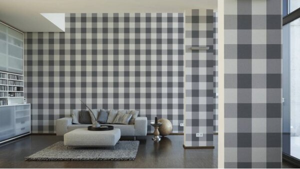 A.S. Création | Vliesová tapeta na zeď Black and White 2063-67 | 0,53 x 10,05 m | bílá, šedá