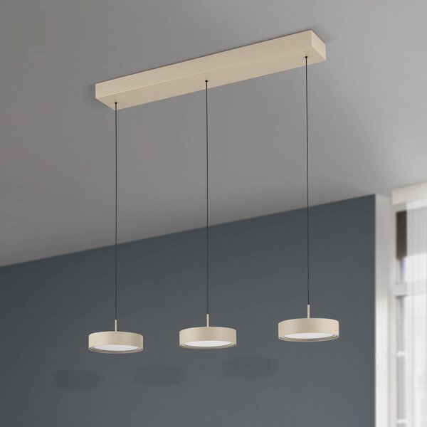 ORION Závěsné svítidlo Teide LED, khaki, kov, výškově nastavitelné, stmívatelný, Zelená, Obývací pokoj / jídelna, kov, Moderní