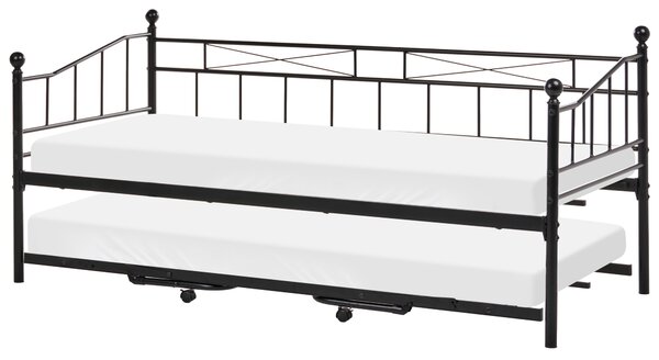 Denní postel Kov LOUANNEC 90 x 200 cm Rozkládací Černá