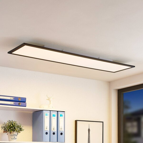 Lindby LED panel Nelios, 120 x 30 cm, černý, kovový, stmívatelný, Černá, Kuchyň, Hliník, Moderní