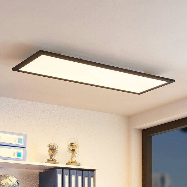Lindby LED panel Nelios, 80 x 30 cm, černý, kovový, stmívatelný, Černá, Kuchyň, Hliník, Moderní