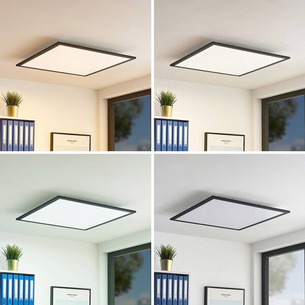 Lindby LED panel Nelios, 62 x cm, černý, kovový, stmívatelný, Černá, Kuchyň, Hliník, Moderní