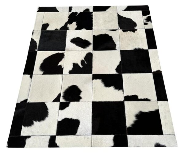 Kožený koberec Aros černobílý M