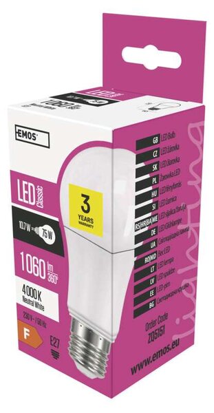 Emos lighting LED žárovka Classic A60 10,7W E27 neutrální bílá