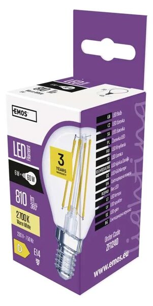 Emos lighting LED žárovka Filament Mini Globe 6W E14 teplá bílá
