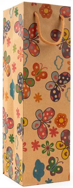 FANDY Dárková papírová taška Craft na víno 2 Ornament mix