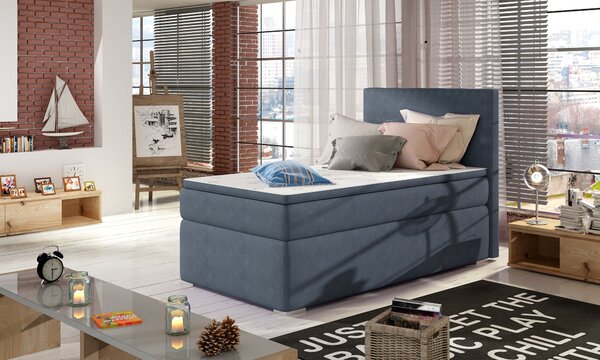 Moderní box spring postel Radka 90x200, modrá Roh: Orientace rohu Pravý roh