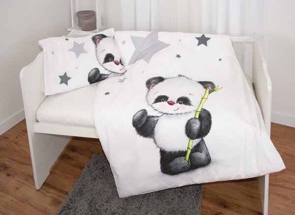 Herding Povlečení pro miminka Panda hvězdičky 100x135/40x60cm