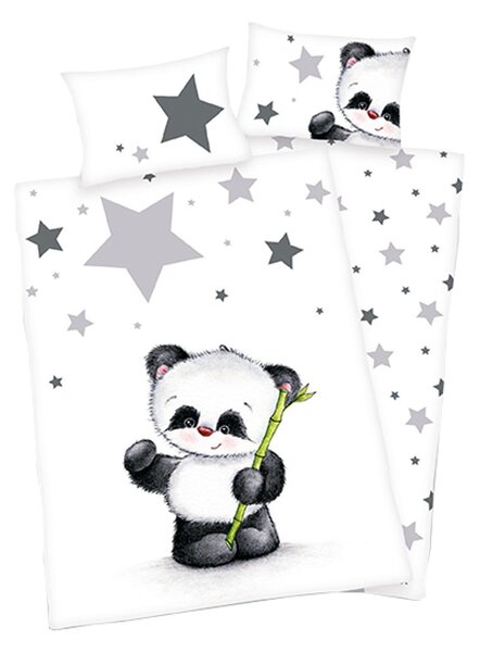 Herding Povlečení pro miminka Panda hvězdičky 100x135/40x60cm