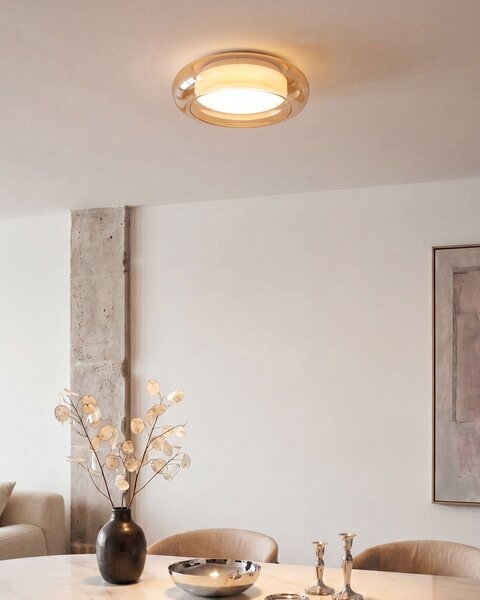 LED stropní lampa NITH se stmívačem Sklo Světle hnědá