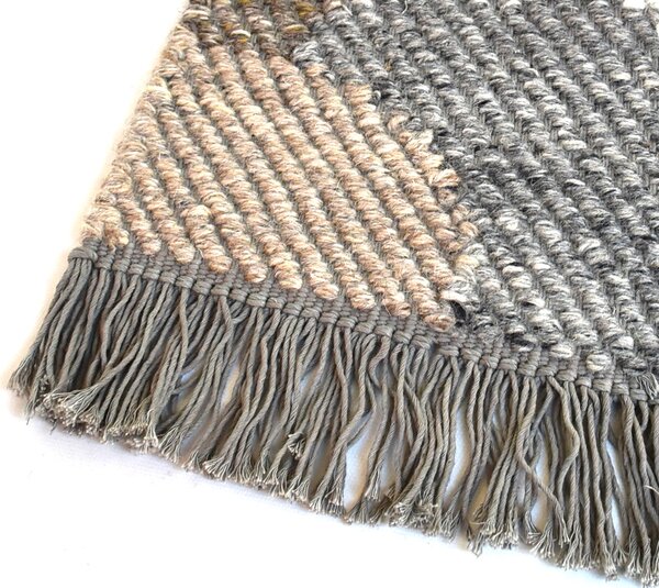 Linie Design Vlněný koberec Eik Grey, šedo-hnědo-smetanová Rozměr: 140x200 cm