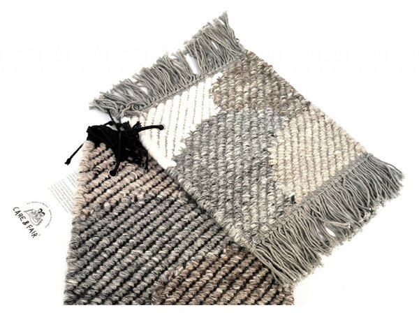 Linie Design Vlněný koberec Eik Grey, šedo-hnědo-smetanová Rozměr: 140x200 cm