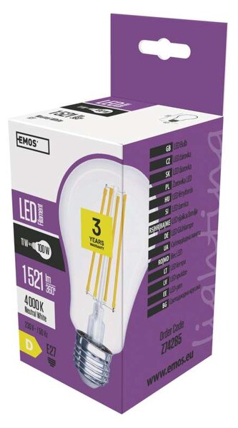 Emos lighting LED žárovka Filament A67 11W E27 neutrální bílá