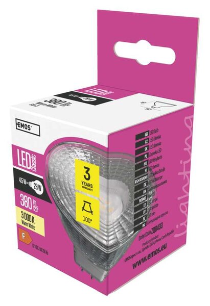 Emos lighting LED žárovka Classic MR16 4,5W GU5,3 teplá bílá