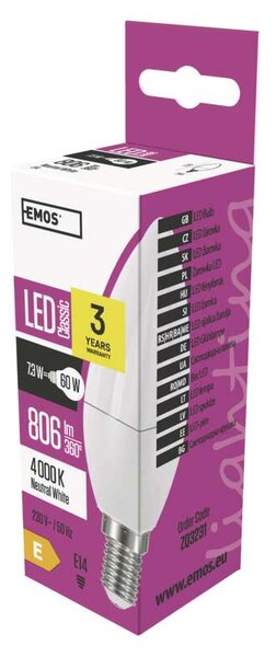 Emos lighting LED žárovka Classic Candle 7,3W E14 neutrální bílá