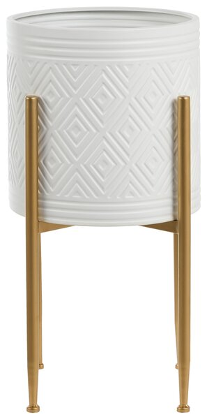 Květináč na stojanu SOLDANELLA Kov 35 cm Bílá