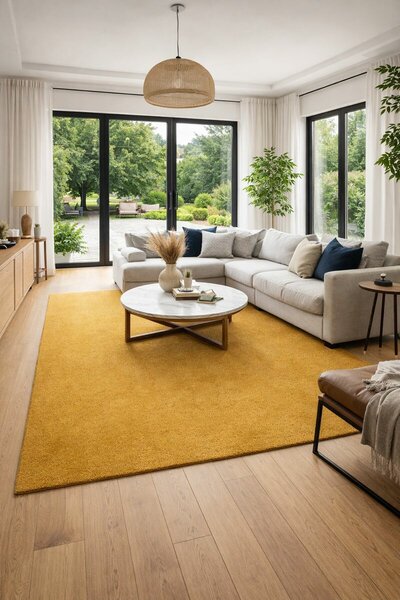 Vopi, Kusový koberec Eton Exklusive žlutý čtverec, 100x100, žlutá, obývací pokoj
