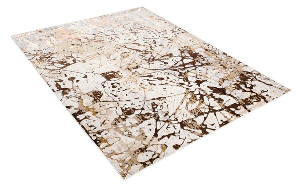 Makro Abra Kusový koberec GOLDEN MZ26D Abstraktní Moderní krémový hnědý Rozměr: 80x150 cm