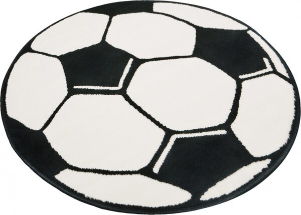 Hans Home | Kusový koberec Prime Pile Fussball 100015, černobílý - 200x200 (průměr) kruh