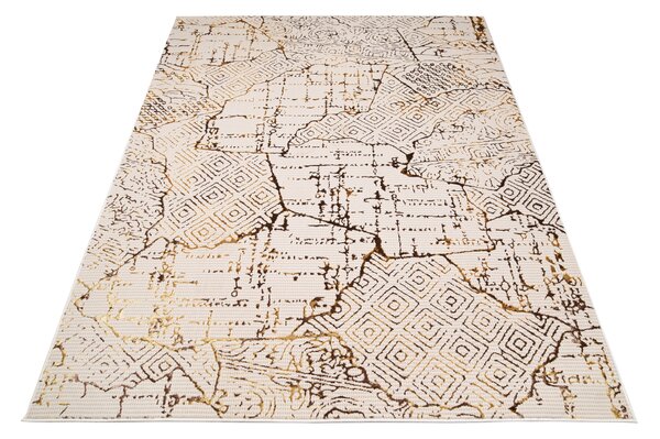 Makro Abra Kusový koberec GOLDEN MZ28E Moderní Abstraktní krémový hnědý Rozměr: 80x150 cm