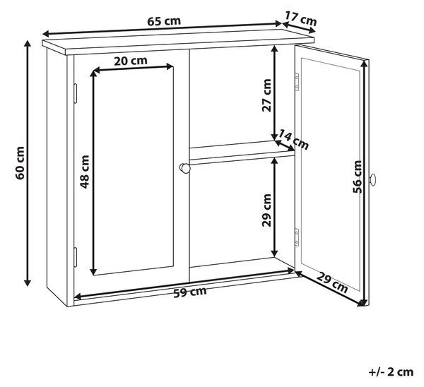 Nástěnná zrcadlová skříňka do koupelny ALAMOS 65 cm 60 cm Bílá