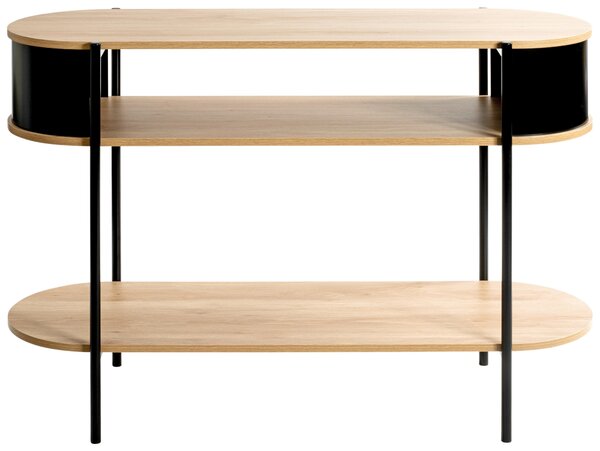 KONZOLOVÝ STOLEK, černá, barvy dubu, kov, kompozitní dřevo, 110/39/76 cm - Online Only konferenční stolky, Online Only