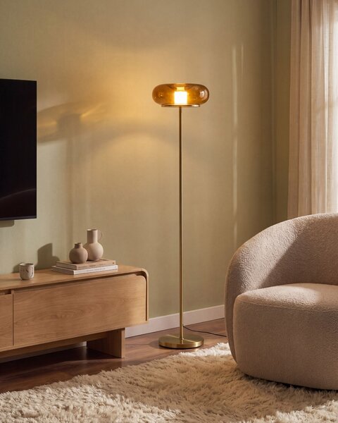 LED stojací lampa NITH se stmívačem Sklo Hnědá