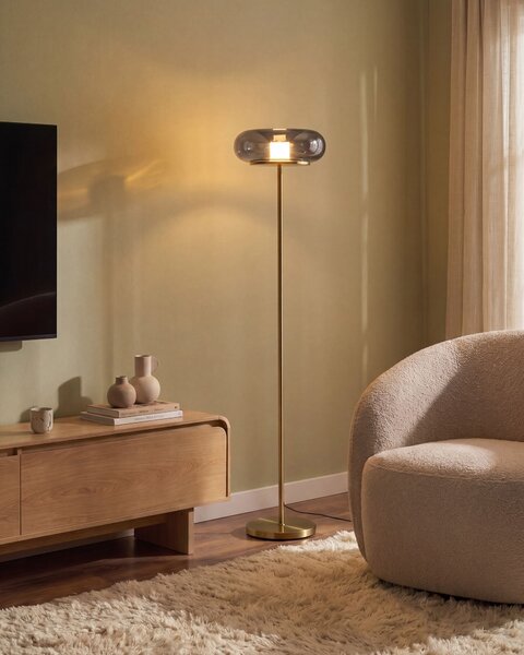 LED stojací lampa NITH se stmívačem Sklo Šedá