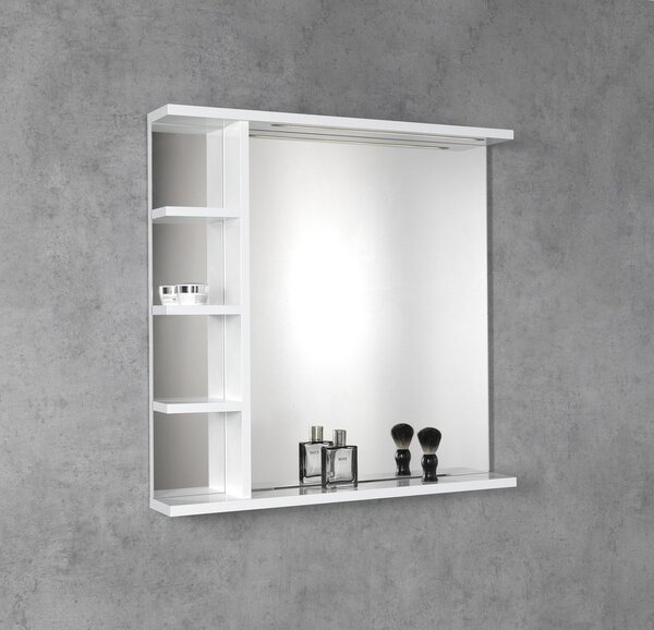 Aqualine Aqualine, KORIN STRIP zrcadlo s LED osvětlením a poličkami 70x70x12cm, KO360S