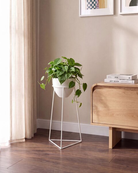 Květináč na stojanu LIPARIS 30 cm Kov Bílá