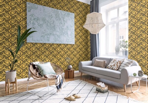 A.S. Création | Vliesová tapeta na zeď Versace 93583-4 | 0,70 x 10,05 m | zlatá, černá