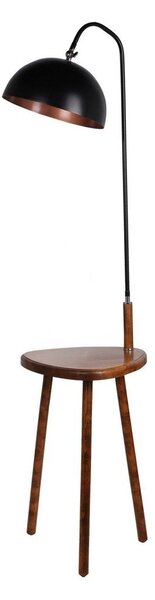 Černá/hnědá stojací lampa s poličkou s kovovým stínidlem (výška 160 cm) Table – Opviq lights